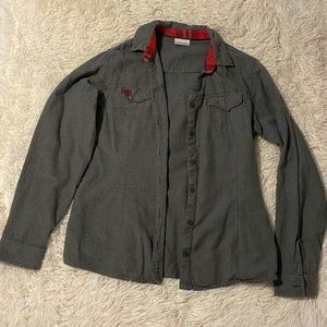 Columbia Flannel Button-Up with Red Plaid Accents